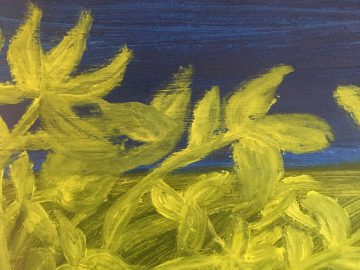 Abstract yellow leaves painting