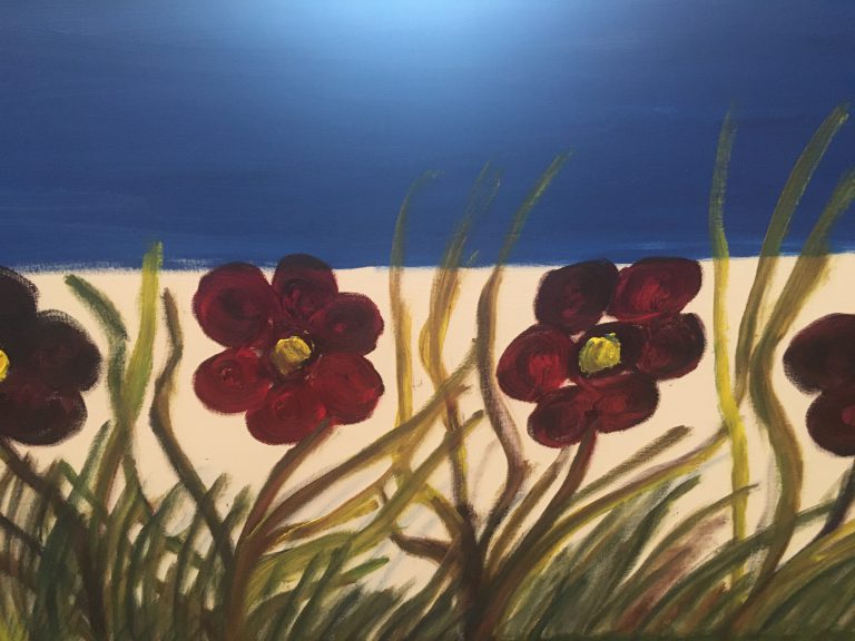 Abstract painting with flowers